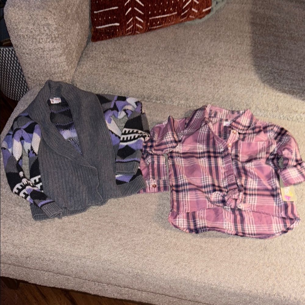 NWT Plaid Pink Kids Shirt and sweater set